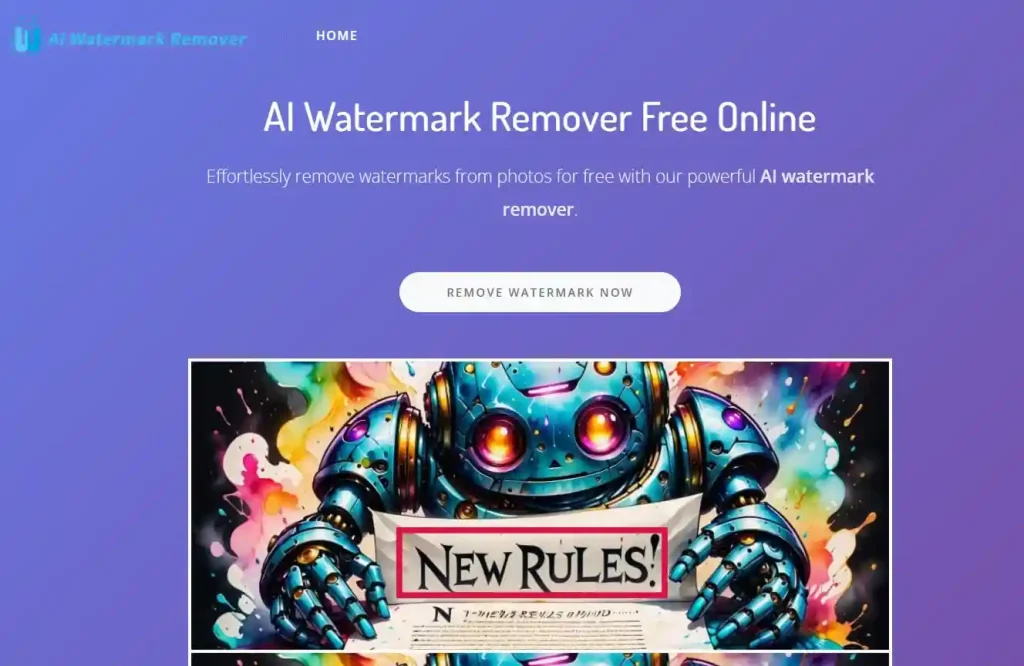 The interface of AI Watermark Remover website